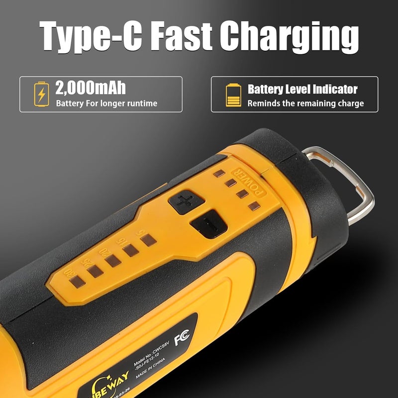 CUBEWAY Cordless Chainsaw Sharpener Kit - Portable 8V Chain Saw Sharpener Tool with 4 Diamond Wheels & Angle Attachment, Variable Speeds, Safety Lock, Hang Ring - Ideal for All Chainsaw Chains - Image 3